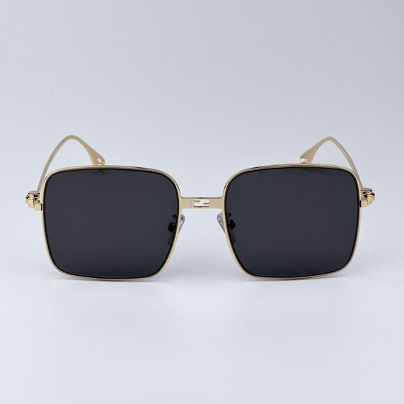 Fendi BAGUETTE FE40123U 30A Men BRAND NEW Sunglasses Square Endura Gold Smoke